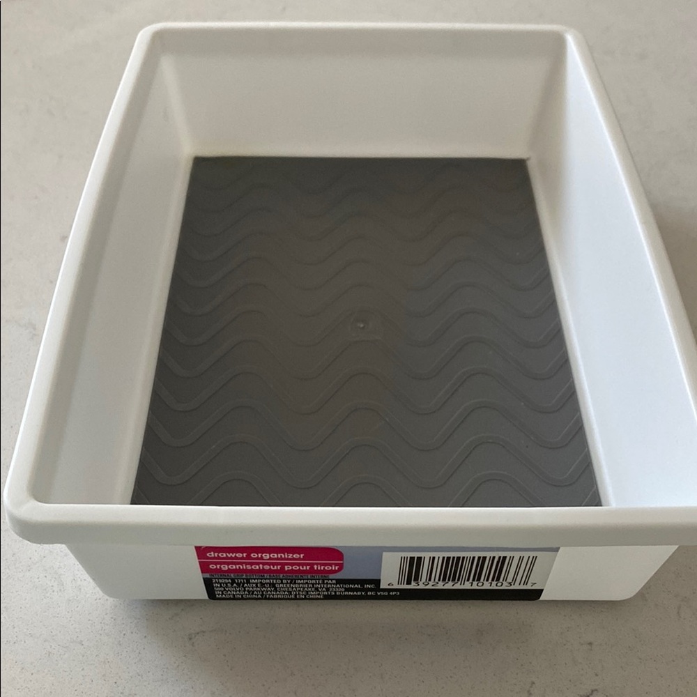 Essentials White Drawer Organizers with Grip Bottoms